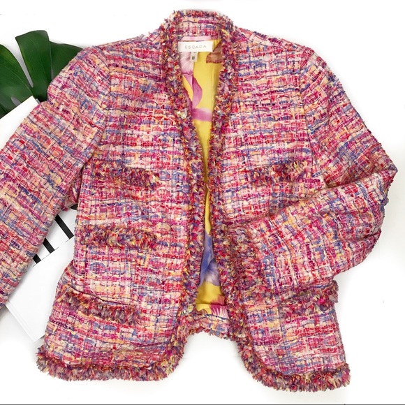 Escada Pink Tweed Jacket Blazer 